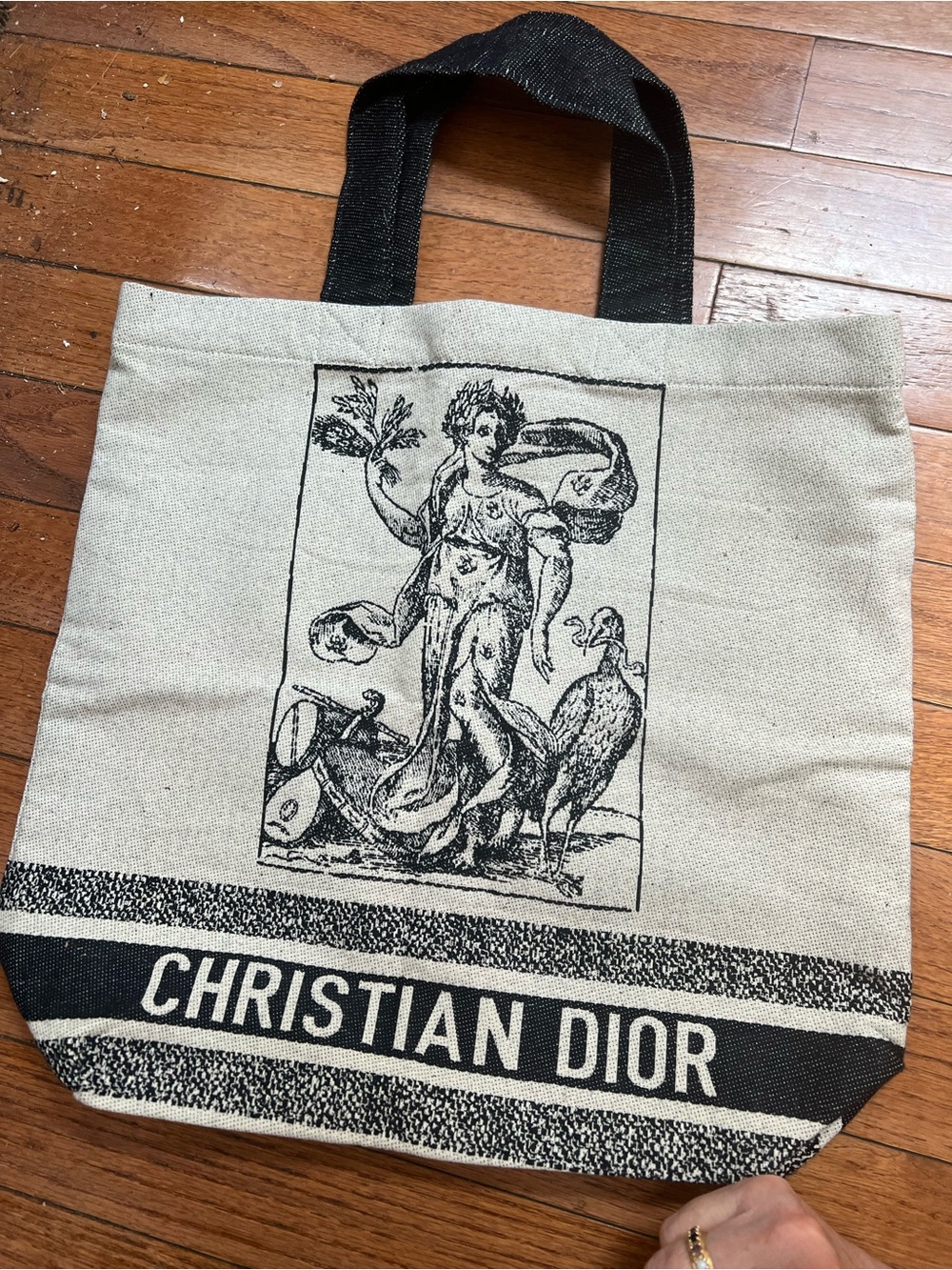 Dior Cream Canvas Tote with Black Print